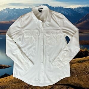 Eddie Bauer Buttoned Shirt Women's Small Roll Tab Sleeve Outdoors Sun Protection
